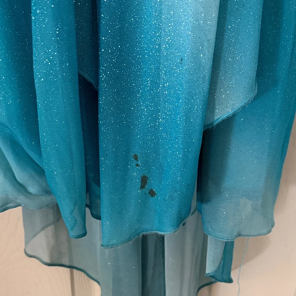 Jodi Kristopher Turquoise Beaded Halter Prom Gown - Picture 4 of 7